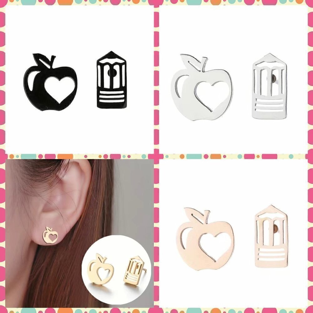 School Teacher Stainless Steel Stud Small Earrings #1123
